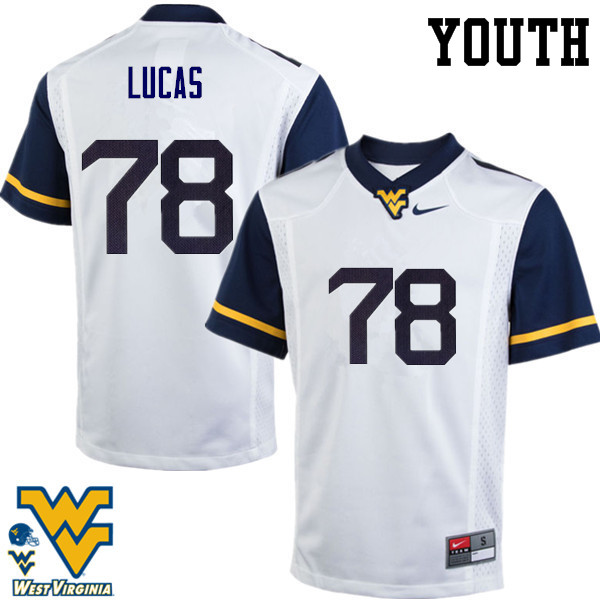 NCAA Youth Marquis Lucas West Virginia Mountaineers White #78 Nike Stitched Football College Authentic Jersey DJ23N65MF